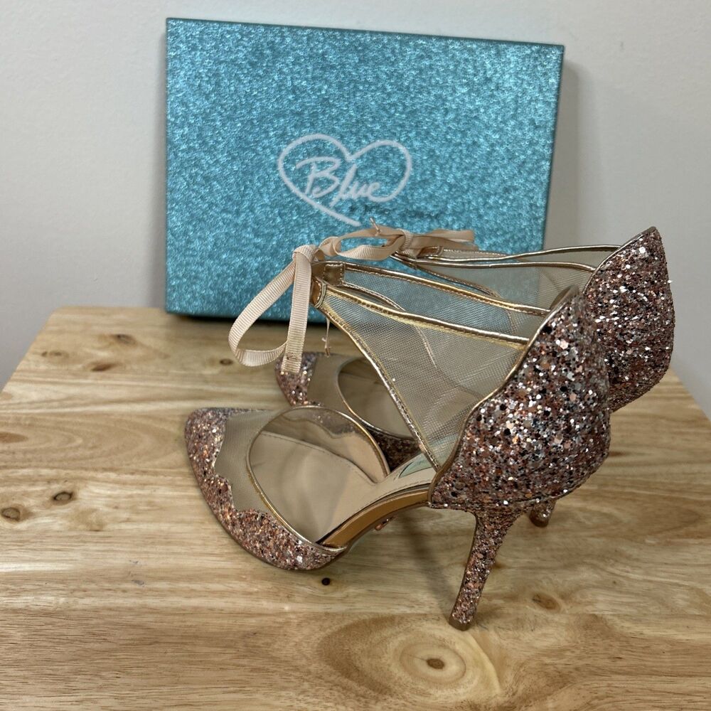 Betsey Johnson Stela Stiletto Heels Size 9.5 Champagne Glitter